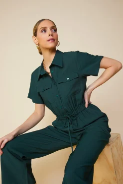 SKIES ARE BLUE Utility Short Sleeve Jumpsuit* Jumpsuits