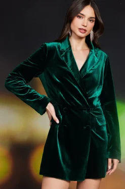 SKIES ARE BLUE Velvet Double Breasted Romper* Jumpsuits