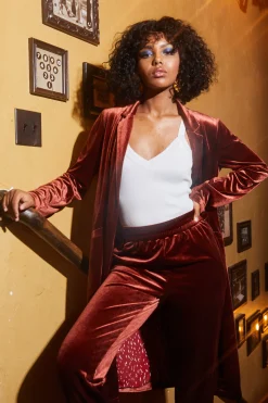 SKIES ARE BLUE Velvet Duster Coat* Outerwear