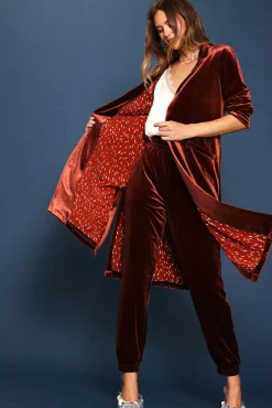 SKIES ARE BLUE Velvet Duster Coat* Outerwear