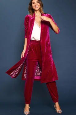 SKIES ARE BLUE Velvet Duster Coat* Outerwear