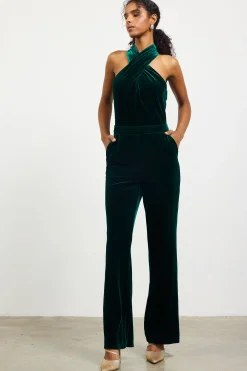 SKIES ARE BLUE Velvet Halter Neck Jumpsuit* Jumpsuits