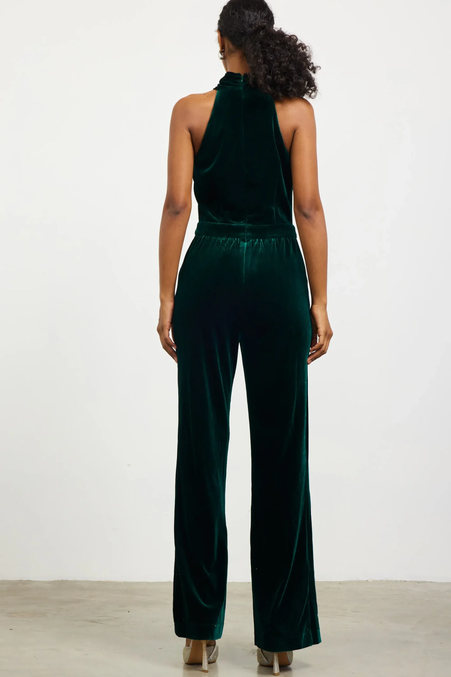 SKIES ARE BLUE Velvet Halter Neck Jumpsuit* Jumpsuits