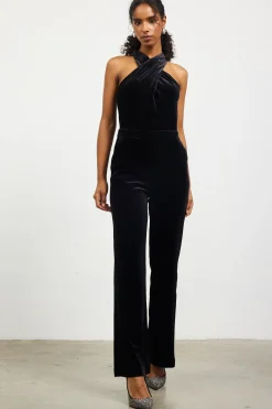 SKIES ARE BLUE Velvet Halter Neck Jumpsuit* Jumpsuits