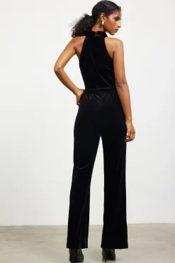 SKIES ARE BLUE Velvet Halter Neck Jumpsuit* Jumpsuits
