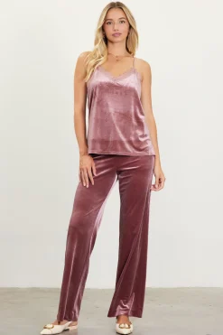 SKIES ARE BLUE Velvet Lace Detail Cami* Sleeveless Tops