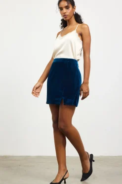 SKIES ARE BLUE Velvet Side Slit Mini Skirt* Skirts