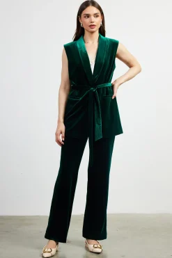 SKIES ARE BLUE Velvet Vest with Self Tie* Sleeveless Tops