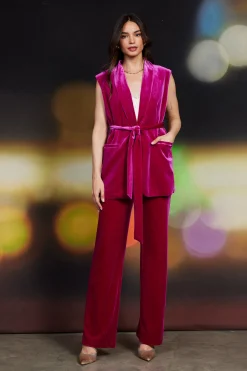 SKIES ARE BLUE Velvet Vest with Self Tie* Sleeveless Tops