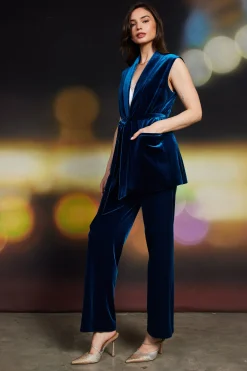 SKIES ARE BLUE Velvet Vest with Self Tie* Sleeveless Tops
