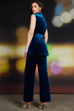 SKIES ARE BLUE Velvet Vest with Self Tie* Sleeveless Tops