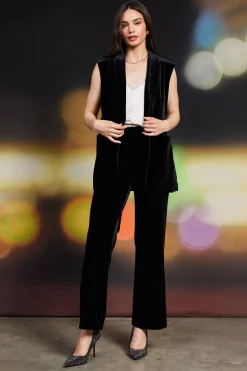 SKIES ARE BLUE Velvet Vest with Self Tie* Sleeveless Tops