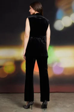 SKIES ARE BLUE Velvet Vest with Self Tie* Sleeveless Tops