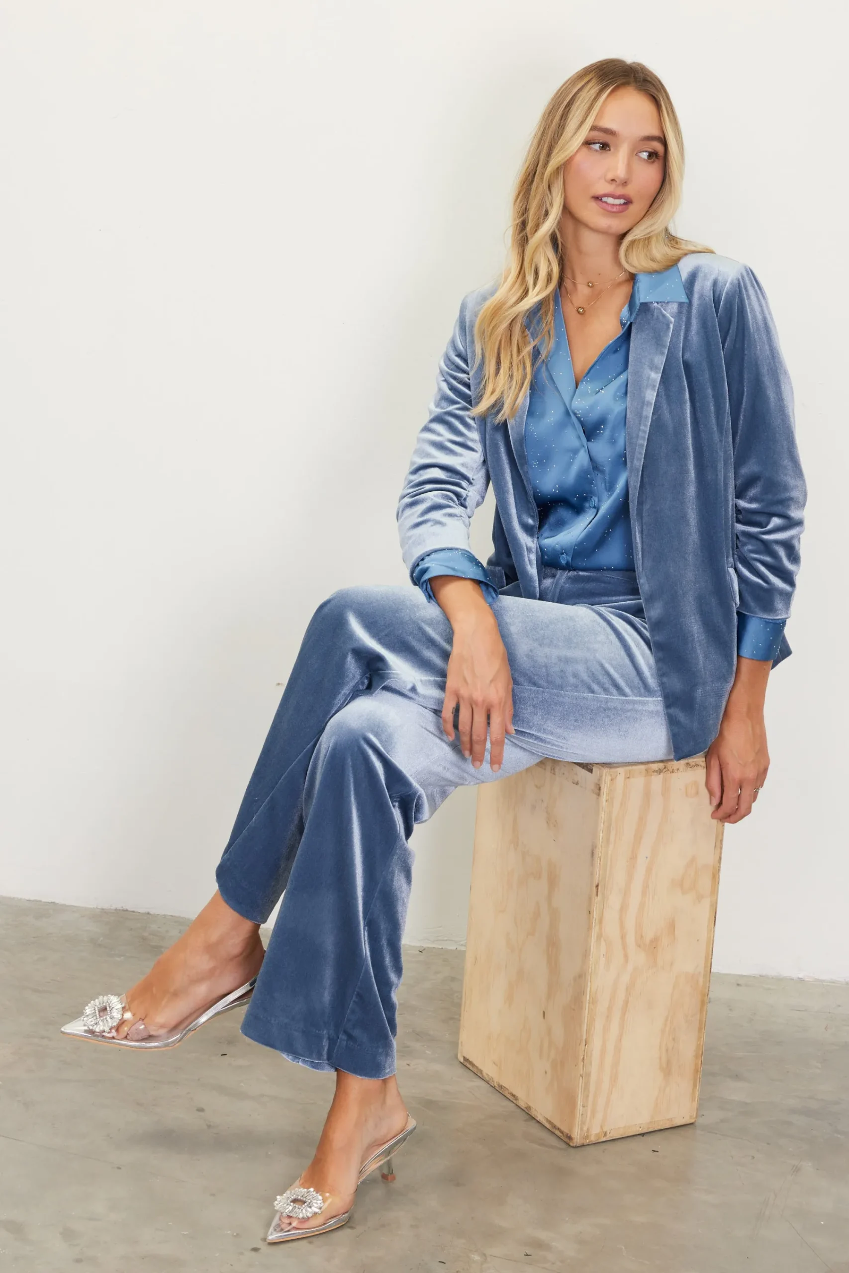 SKIES ARE BLUE Velvet Wide Leg Pants* Pants