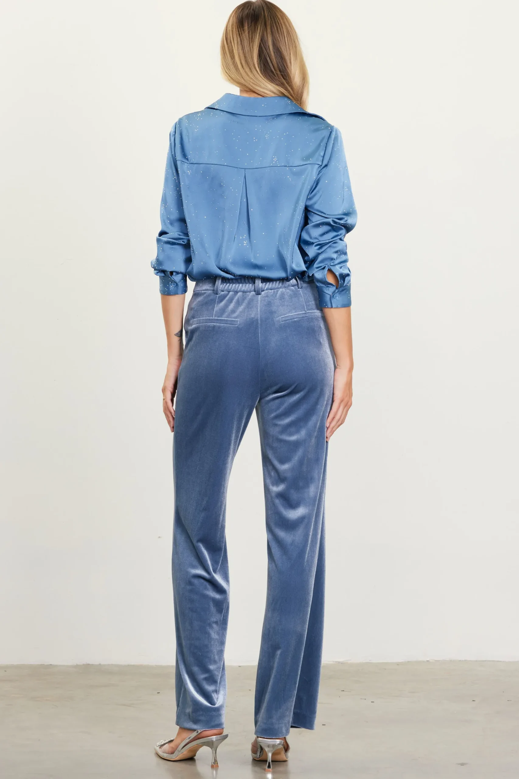 SKIES ARE BLUE Velvet Wide Leg Pants* Pants
