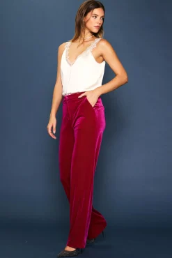 SKIES ARE BLUE Velvet Wide Leg Pants* Pants