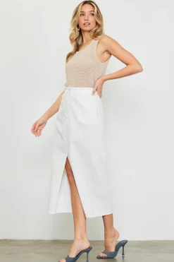 SKIES ARE BLUE Washed Cotton Twill Midi Skirt* Skirts