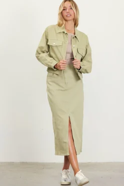 SKIES ARE BLUE Washed Cotton Twill Midi Skirt* Skirts