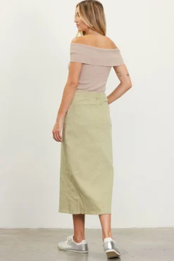 SKIES ARE BLUE Washed Cotton Twill Midi Skirt* Skirts