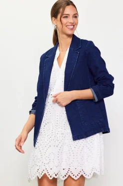 SKIES ARE BLUE Washed Denim Blazer* Blazers