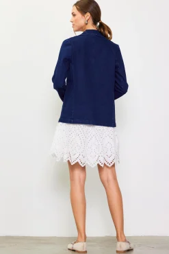 SKIES ARE BLUE Washed Denim Blazer* Blazers