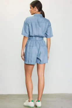 SKIES ARE BLUE Washed Tencel Shortsleeve Romper* Jumpsuits