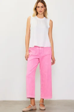 SKIES ARE BLUE Washed Twill Wide Leg Pants* Pants