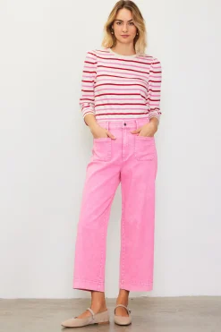 SKIES ARE BLUE Washed Twill Wide Leg Pants* Pants