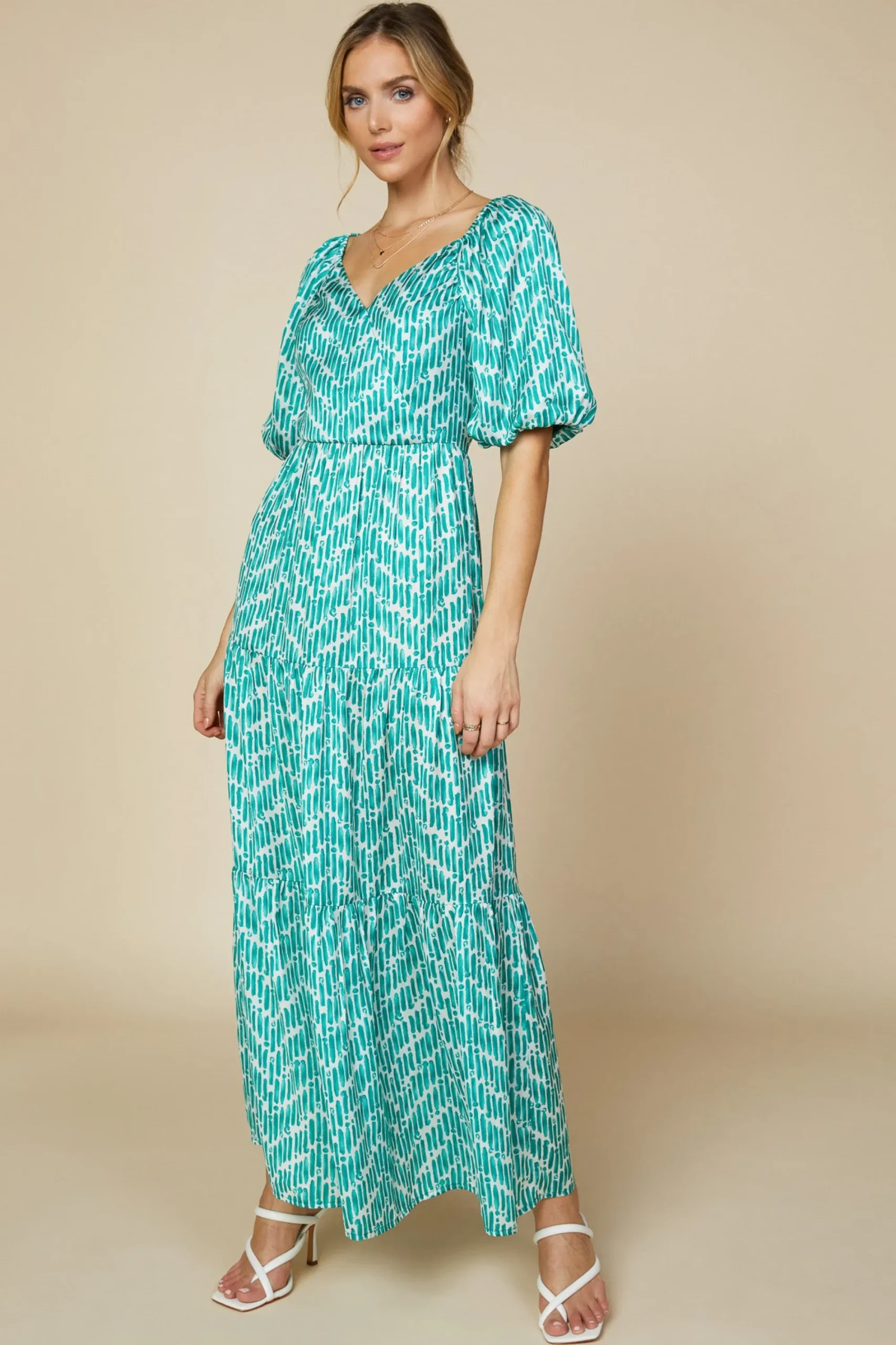 SKIES ARE BLUE Watercolor Chevron Maxi Dress* Maxi Dresses