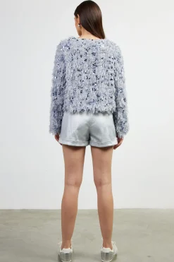 SKIES ARE BLUE Wren Feathered Sequin Crop Jacket* Outerwear