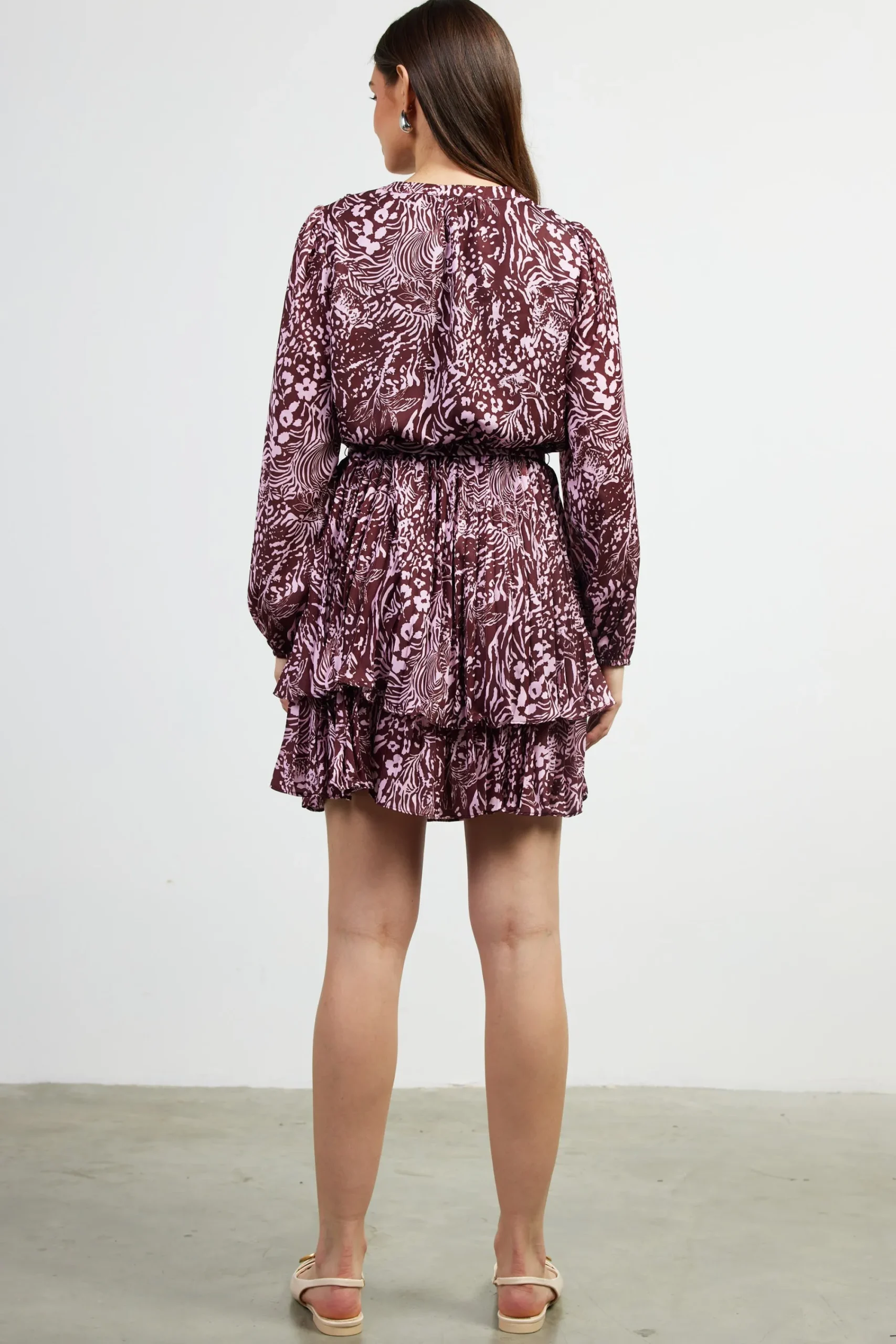 SKIES ARE BLUE Zebra Print Pleated Mini Dress* Mini Dresses